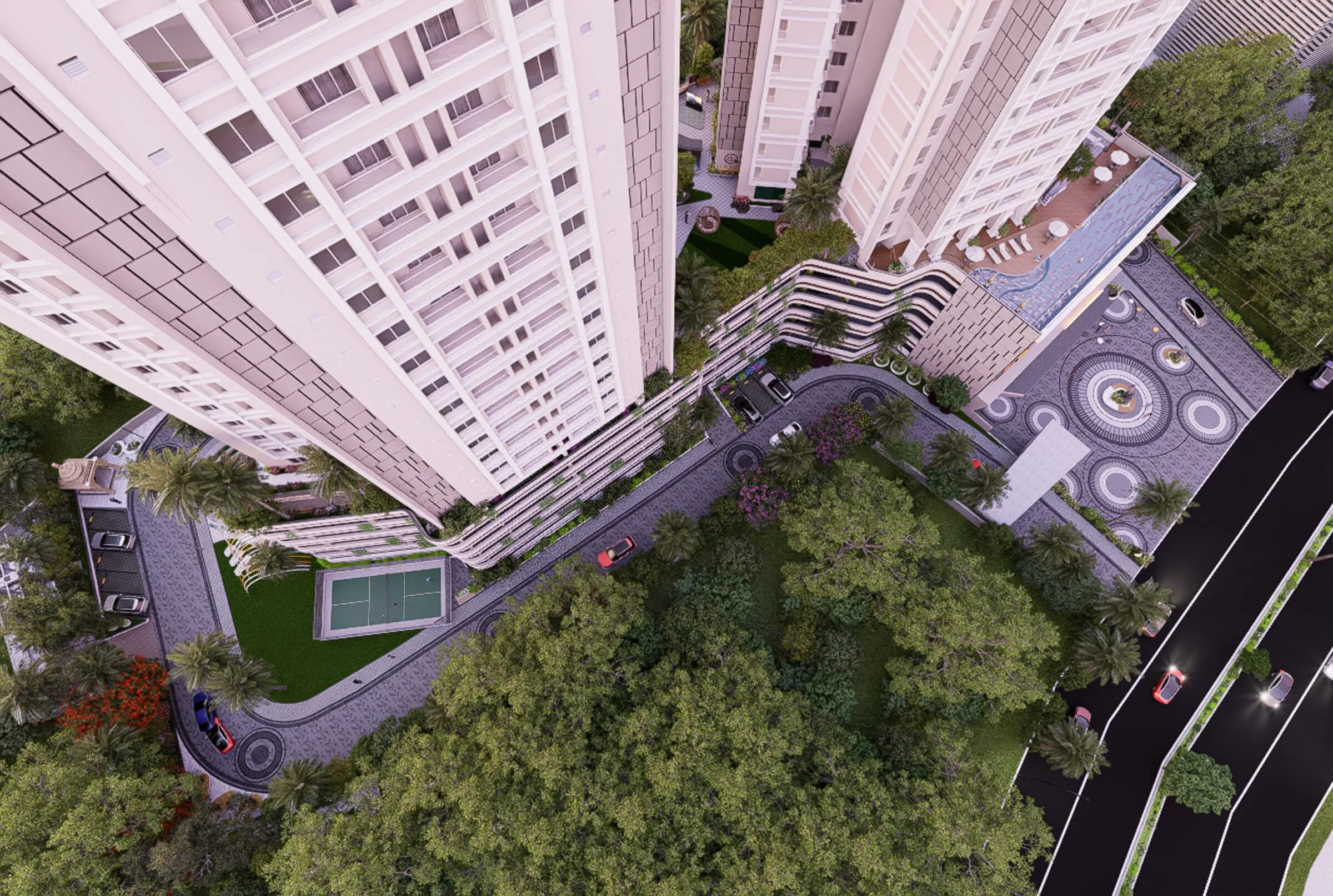 Retail podium at the base of the tower